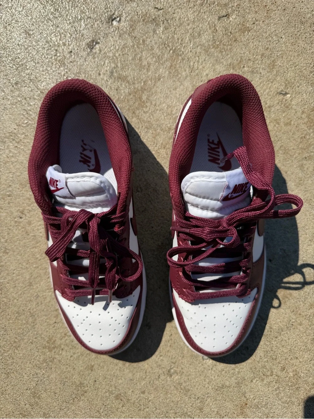 Nike Maroon and White Low-Top Sneakers